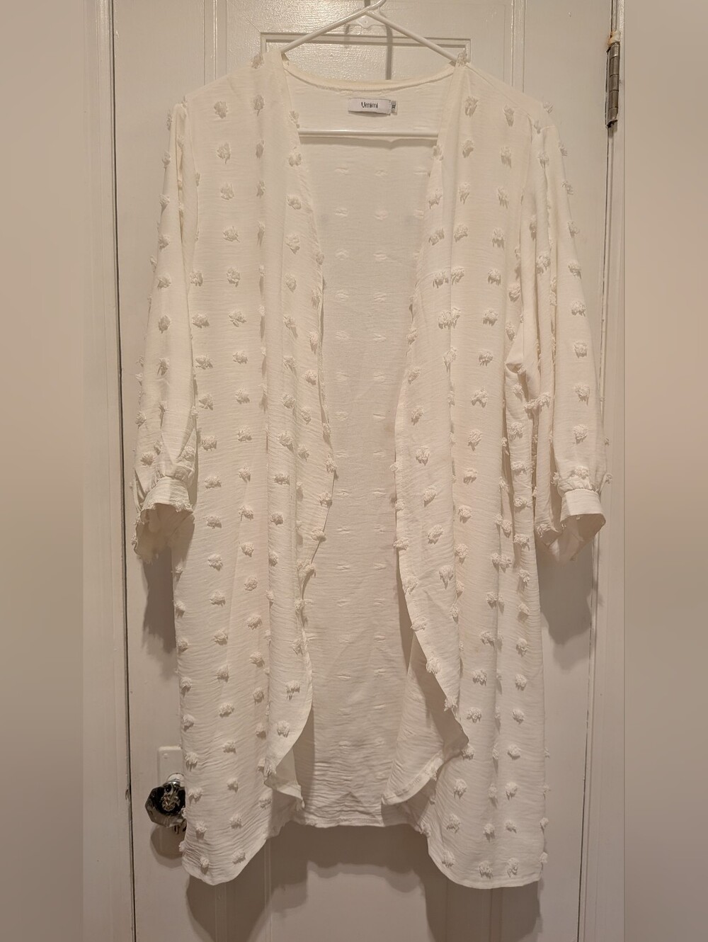 Women’s Cream Textured Open-Front Duster
